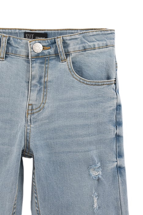 BOYS’ BLUE STRAIGHT JEANS WITH PLACED DISTRESSING 3