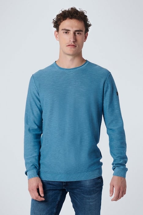 PULLOVER CREWNECK GARMENT DYED + STONE WASHED BLUE 1