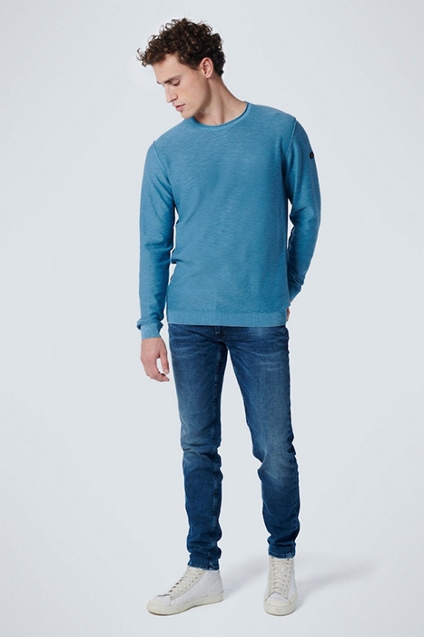 PULLOVER CREWNECK GARMENT DYED + STONE WASHED BLUE 3