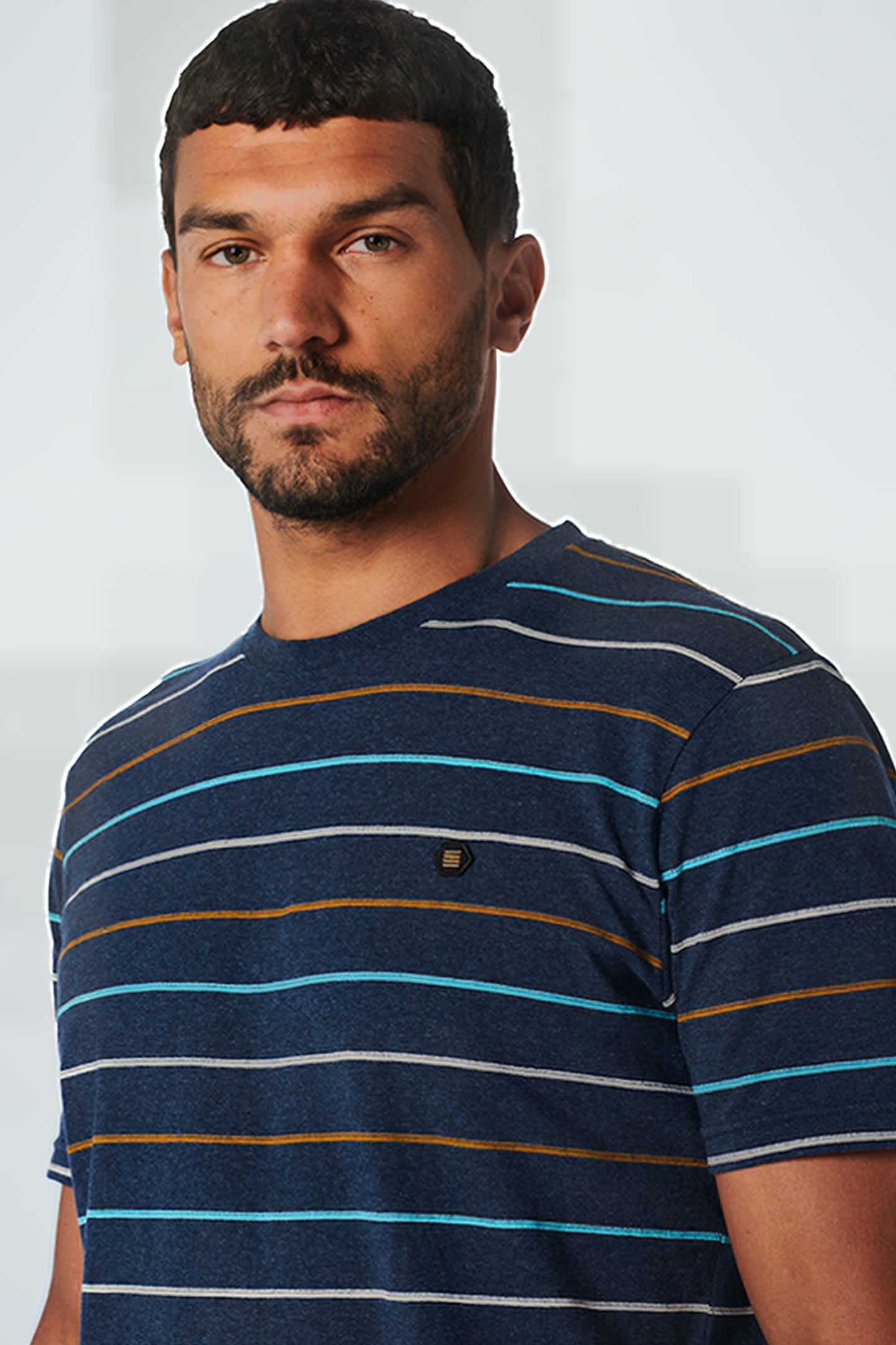 T-SHIRT CREWNECK MELANGE MULTI COLOURED STRIPES NIGHT 6