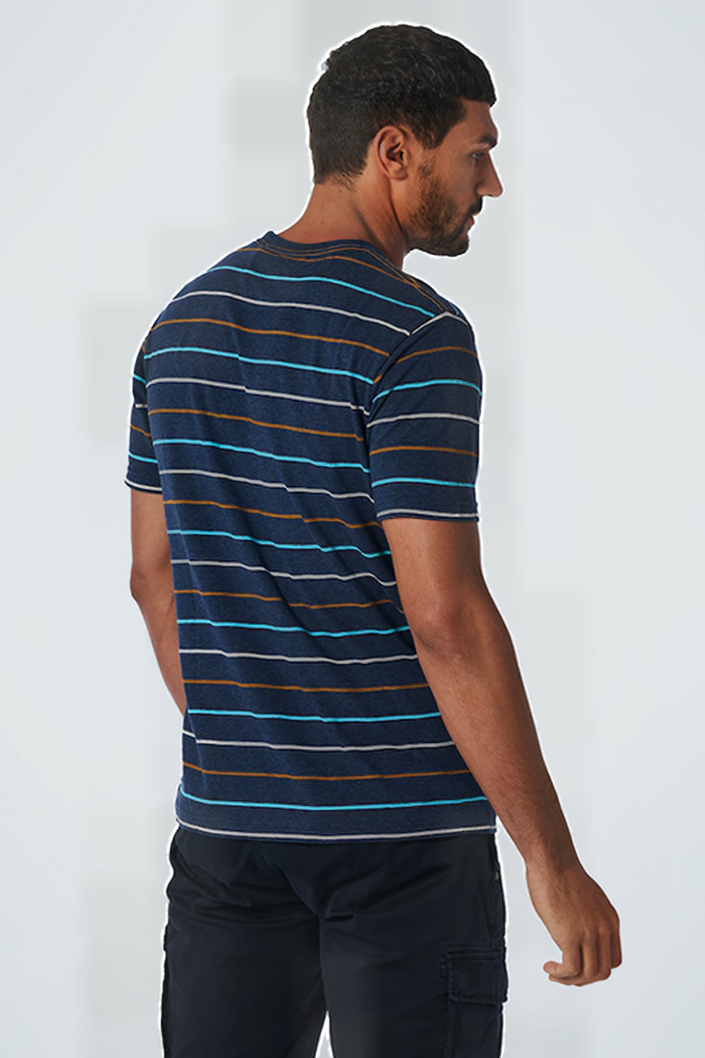 T-SHIRT CREWNECK MELANGE MULTI COLOURED STRIPES NIGHT 2