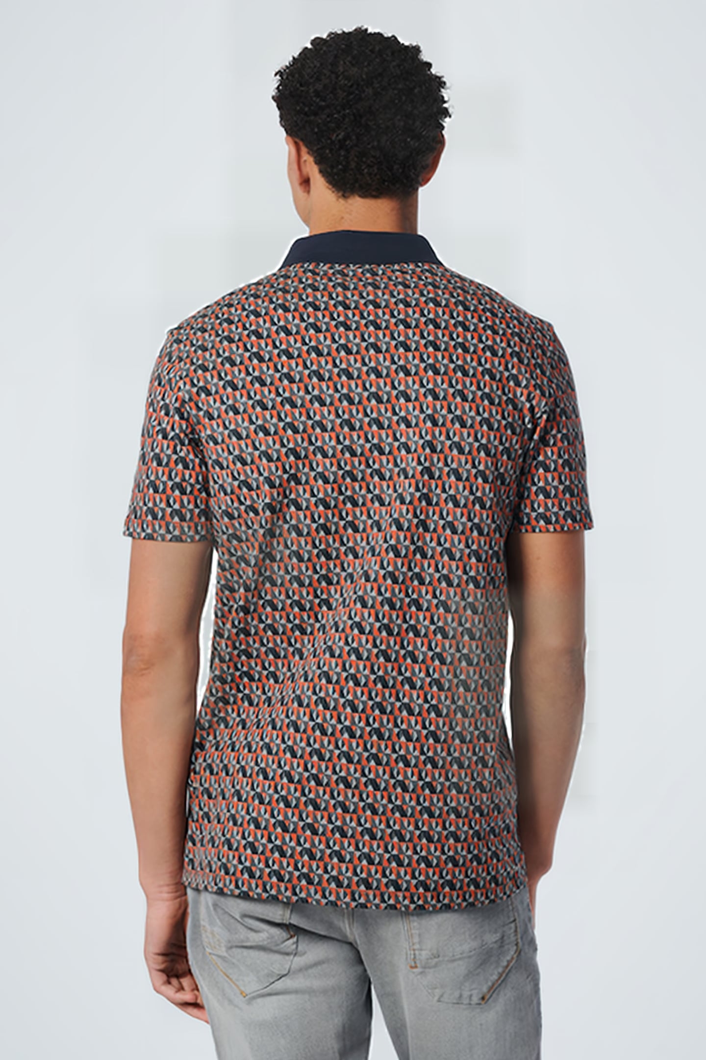 POLO PIQUE ALLOVER PRINTED STRETCH PAPAYA 2