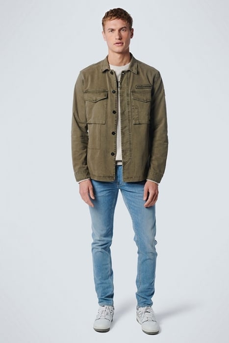 OVERSHIRT BUTTON CLOSURE GARMENT DYED STRETCH ARMY 3