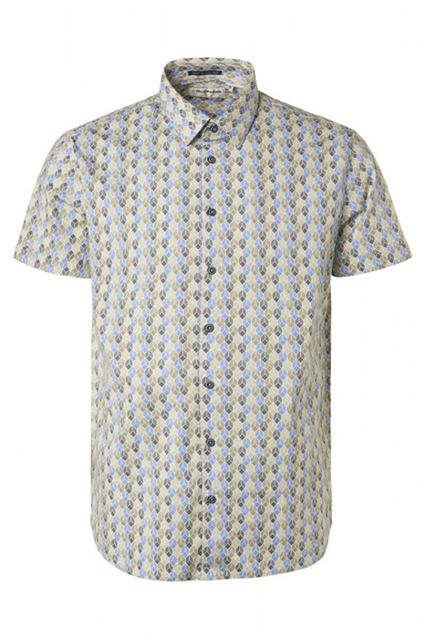 SHIRT SHORT SLEEVE ALLOVER PRINTED STRETCH WASHED BLUE 4
