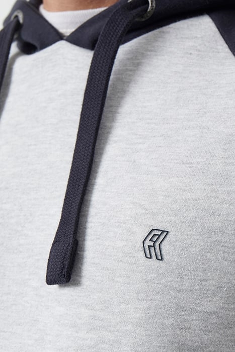 LOGO OVERHEAD RAGLAN SWEAT HOODIE DK NAVY/LGT GREY MEL 3
