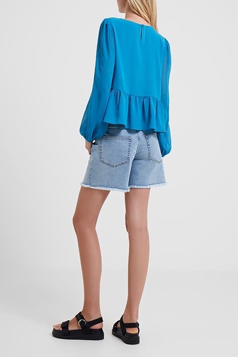 CREPE LIGHT GEORGETTE PEPLUM TOP MOSAIC BLUE 3