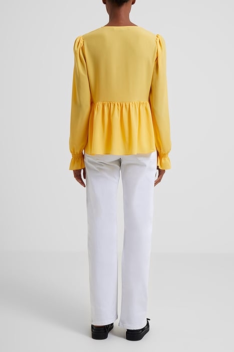 CREPE LIGHT V NECK TOP BUFF YELLOW 2