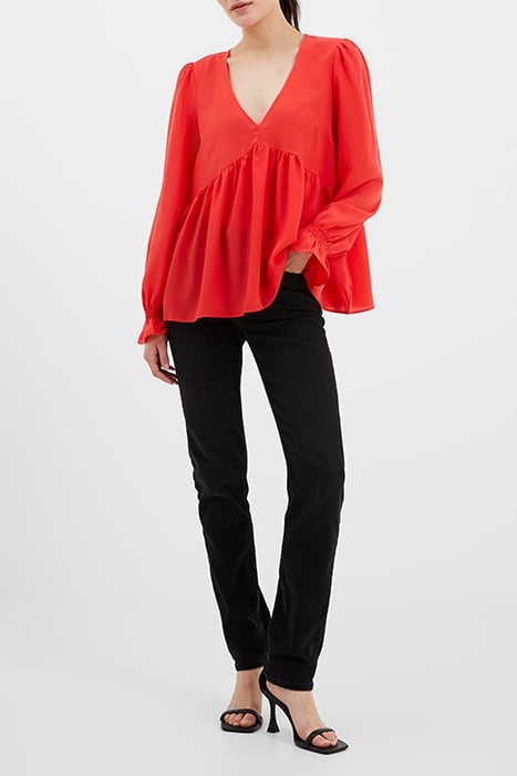 CREPE LIGHT V NECK TOP BITTERSWEET 2