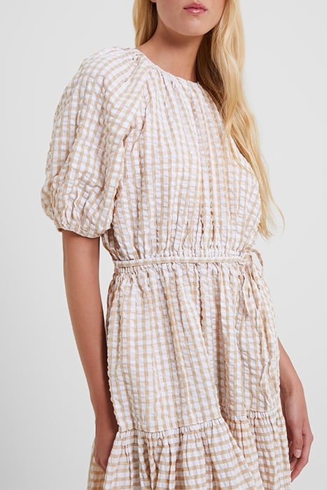 FILIPPA POPLIN GINGHAM PUFF SLEEVE DRESS INCENSE 4
