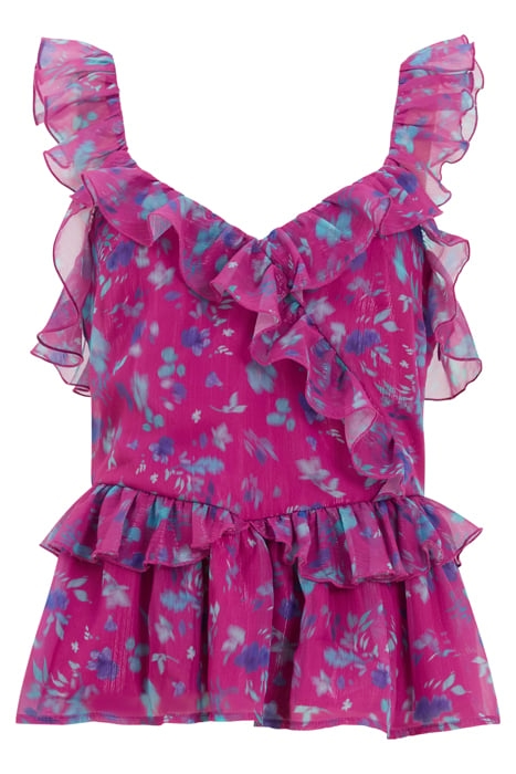 ADEN BAI LUREX FRILL CAMI TOP DAHLIA 4