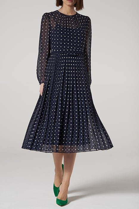 AVERY MIDI DRESS NAVY POLKA 1