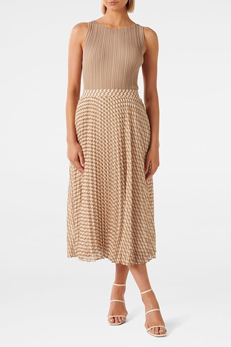 HAILEE PLEATED SKIRT TAN PORTER GEO 3