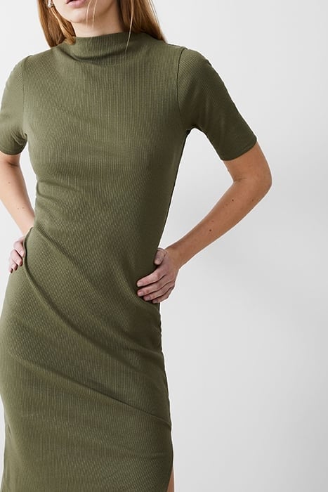 RIB TURTLE DRESS MIDI KHAKI 4