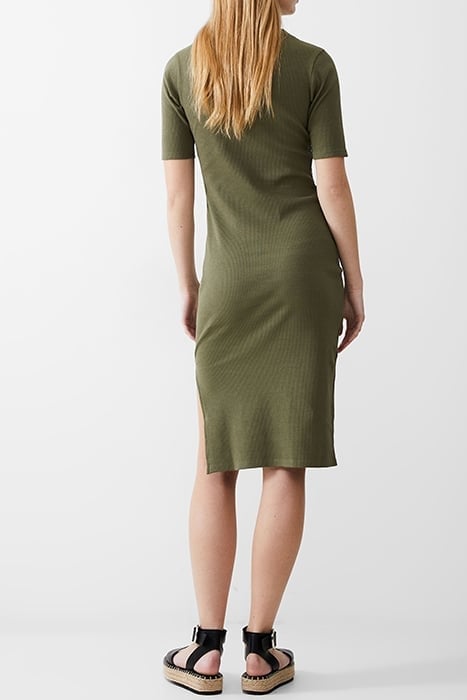 RIB TURTLE DRESS MIDI KHAKI 3