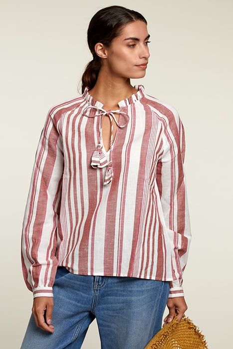 RED/WHITE STRIPED SHIRT WITH TASSELS 1