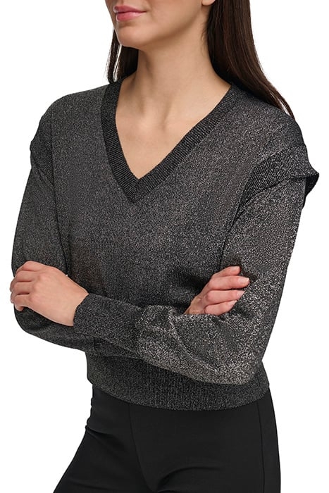 L/S LUREX VNECK SWTR BLACK 5