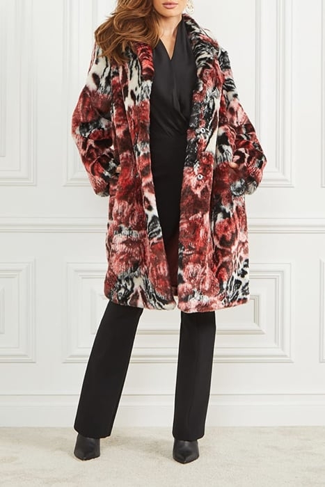 BELLE FAUX FUR COAT LEOPARD ROSE PRINT 3