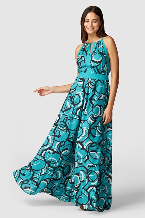 LONG PATTERNED DRESS LIGHT BLUE 1