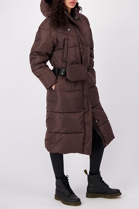 BELTED PUFFER COAT BROWN 5