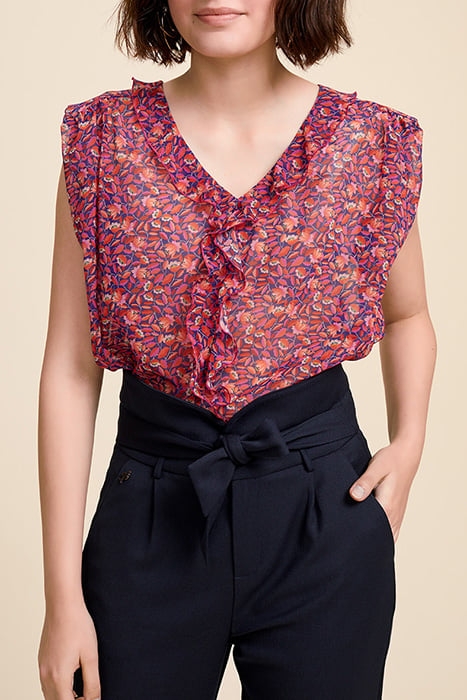 CEYTON - GARNET TOP WITH ROMANTIC MOSAIC PRINT 1