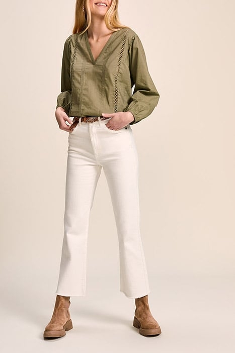 COLL - KHAKI BLOUSE WITH SEWN-IN PLEATS AND EMBROIDERY 3