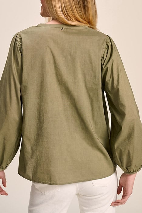 COLL - KHAKI BLOUSE WITH SEWN-IN PLEATS AND EMBROIDERY 2