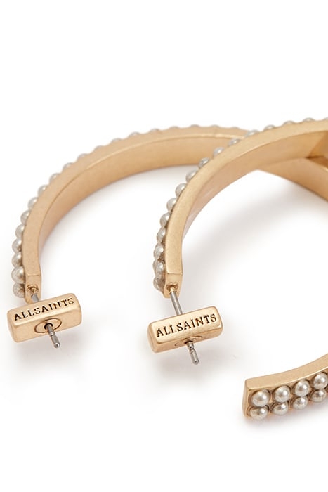 BREA BEAD HOOPS WARM BRASS/WHITE 3