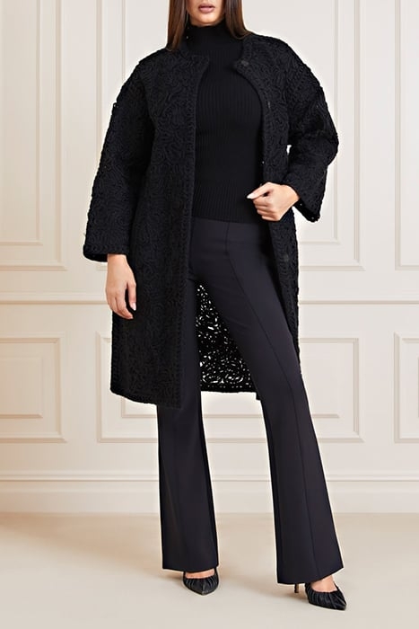 BRAID COAT JET BLACK FAUX FUR 4