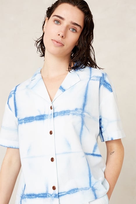 ATHALIE SHORT SLEEVE SHIBORI NATURAL INDIGO 2