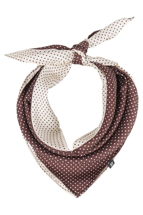 SILK SQUARED SCARF BROWN ECRU DOTS BROWN ECRU 1