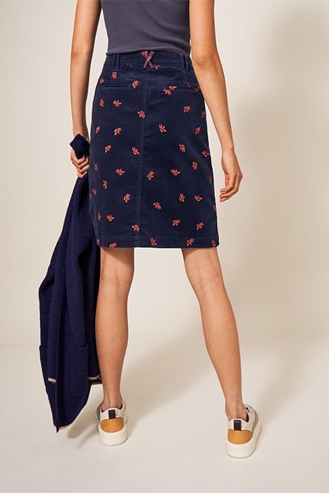 MELODY EMBROIDERED CORD SKIRT NAVY 2