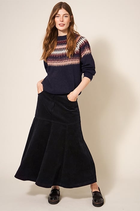 QUINN CORD SKIRT PURE BLACK 3