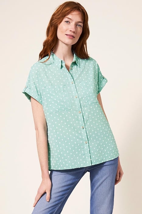 ELLA COTTON SHIRT MID GREEN 1