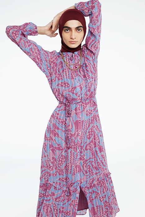 MARILENE DRESS AUBERGINE/PINK MIRAG 4