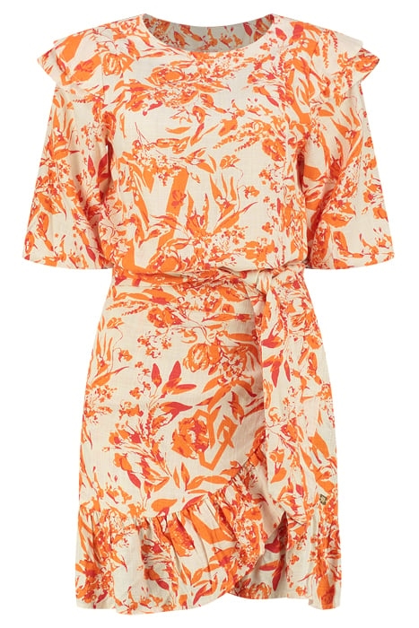 ROSINDA FLOWER DRESS CREAM/SUN ORANGE 1