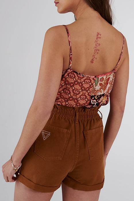 FAWN ELASTICATED HIGH-WAIST SHORTS FAWN 4