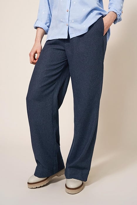 BELLE TWEEDY WIDE LEG TROUSER NAVY 1