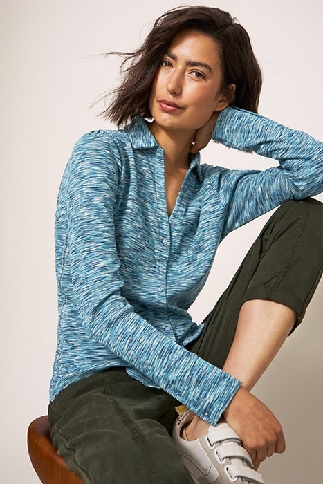 ROSIE RIB JERSEY SHIRT TEAL 3