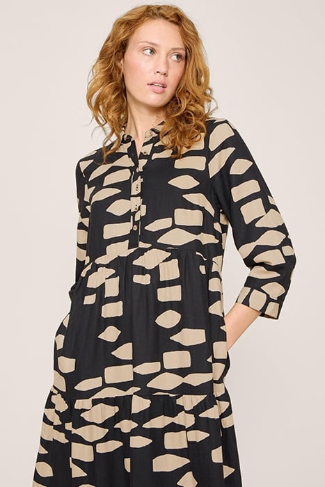 MAYA TIERED SHIRT DRE BLACK PRINTED 4