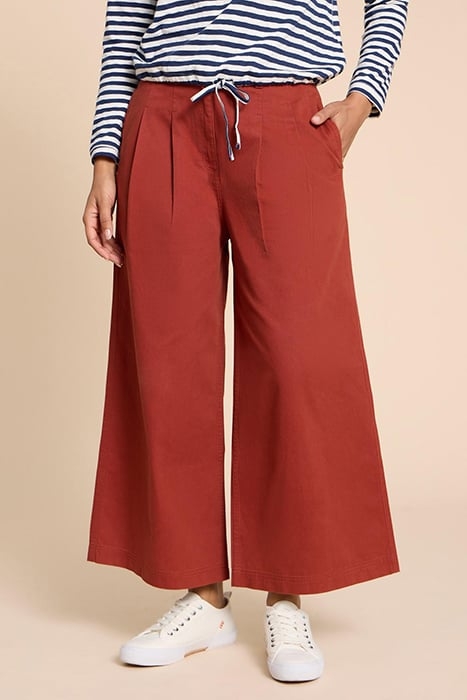 SAMIRA WIDE LEG CROP TROUSER DARK RED 1