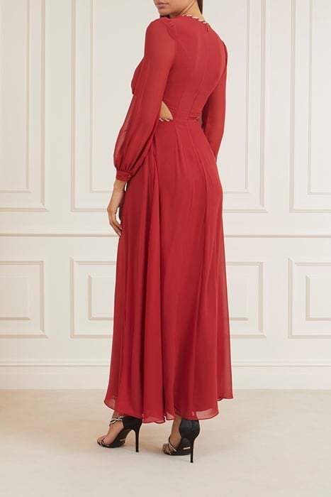 URSULA GOWN SOLID LACQUER MAXI DRESS RED 2