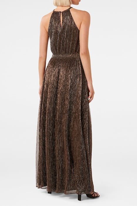 BRADY PLISSE HALTER MIDI BRONZE 2