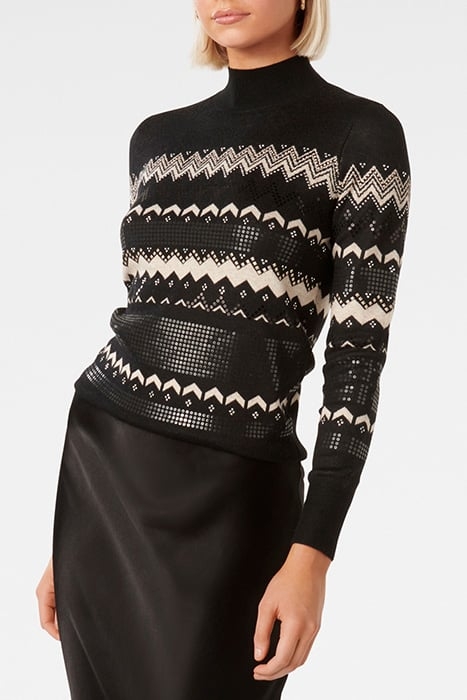 STEPH EMBELLISHED FAIR ISLE JUMPER BLACK 5