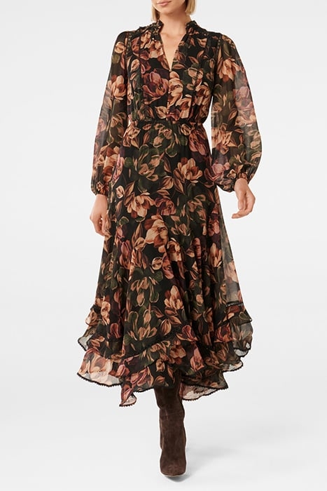 MATIESE BUTTON UP RUFFLE MIDI WRIGHT FLORAL 1