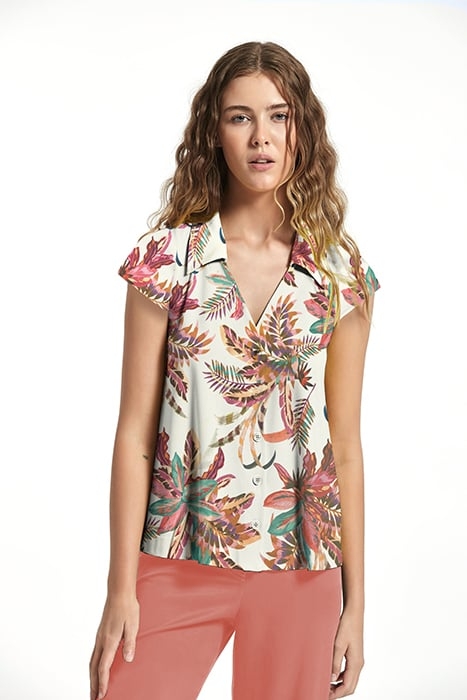 PRINTED STRECH LINEN ROGAN7 TOP MULTICOLORED PINK 1