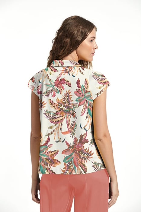 PRINTED STRECH LINEN ROGAN7 TOP MULTICOLORED PINK 2