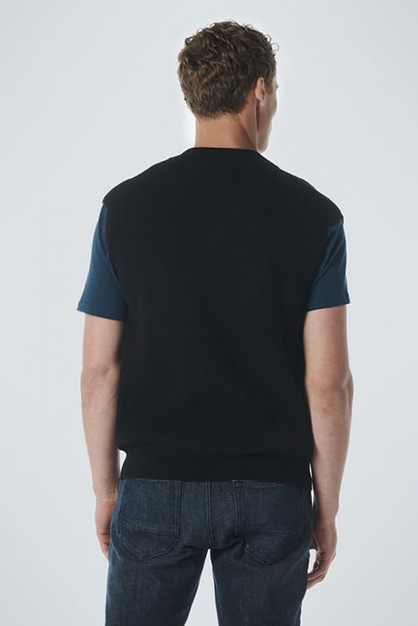 SPENCER V-NECK RELIEF RIB JACQUARD WITH WOOL BLACK 2