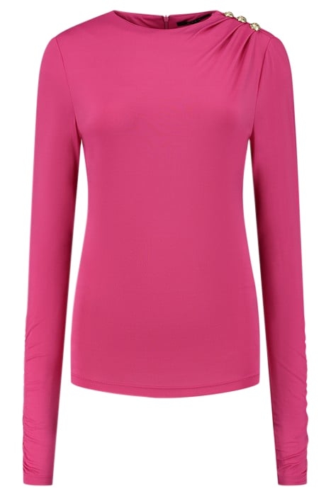 DRAPE SHOULDER TOP RASPBERRY ROSE 1