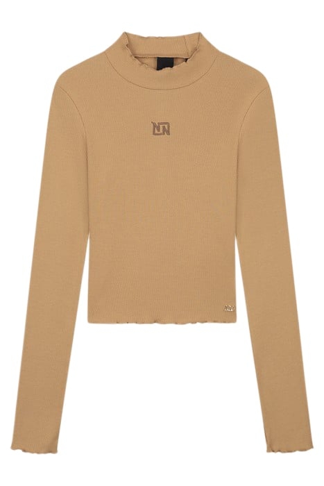 RIB TOP TURTLE LS CROPPED CAMEL 1