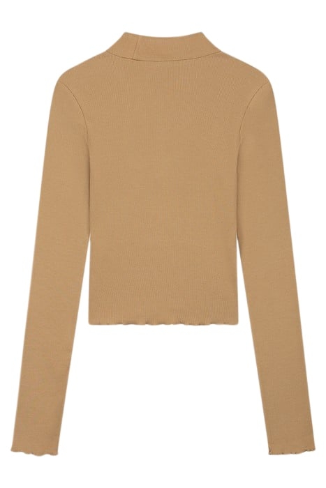 RIB TOP TURTLE LS CROPPED CAMEL 2